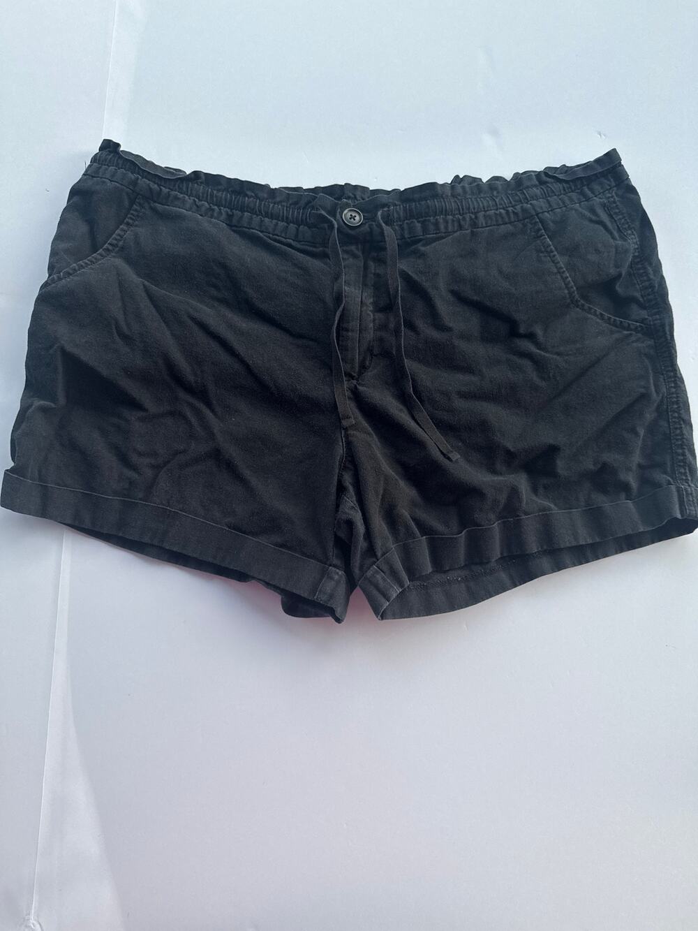Black drawstring, elastic waist short shorts size 16 winning cotton blend
